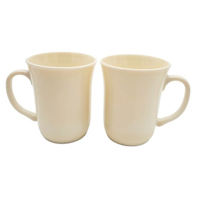 Set 2x VTG Arcoroc France Custard Milk Glass‎ Mugs Cream Coffee  Tea Cups Pair